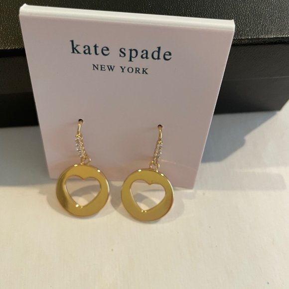Kate Spade New York Heart Symbol Drop/ Dangle Earrings Gold Plated - Picture 10 of 13